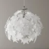 Lámpara colgante Lindby Maple, Ø 38 cm, cromada, blanca, de tela