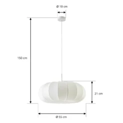 Lámpara colgante Lindby Marielle, Ø 55 cm, blanca, tejido, 3x E27