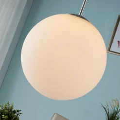 Lámpara colgante Lindby Marike, Ø 35 cm, blanca, cristal, globo, E27