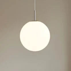 Lámpara colgante Lindby Marike, Ø 40 cm, blanca, cristal, globo, E27