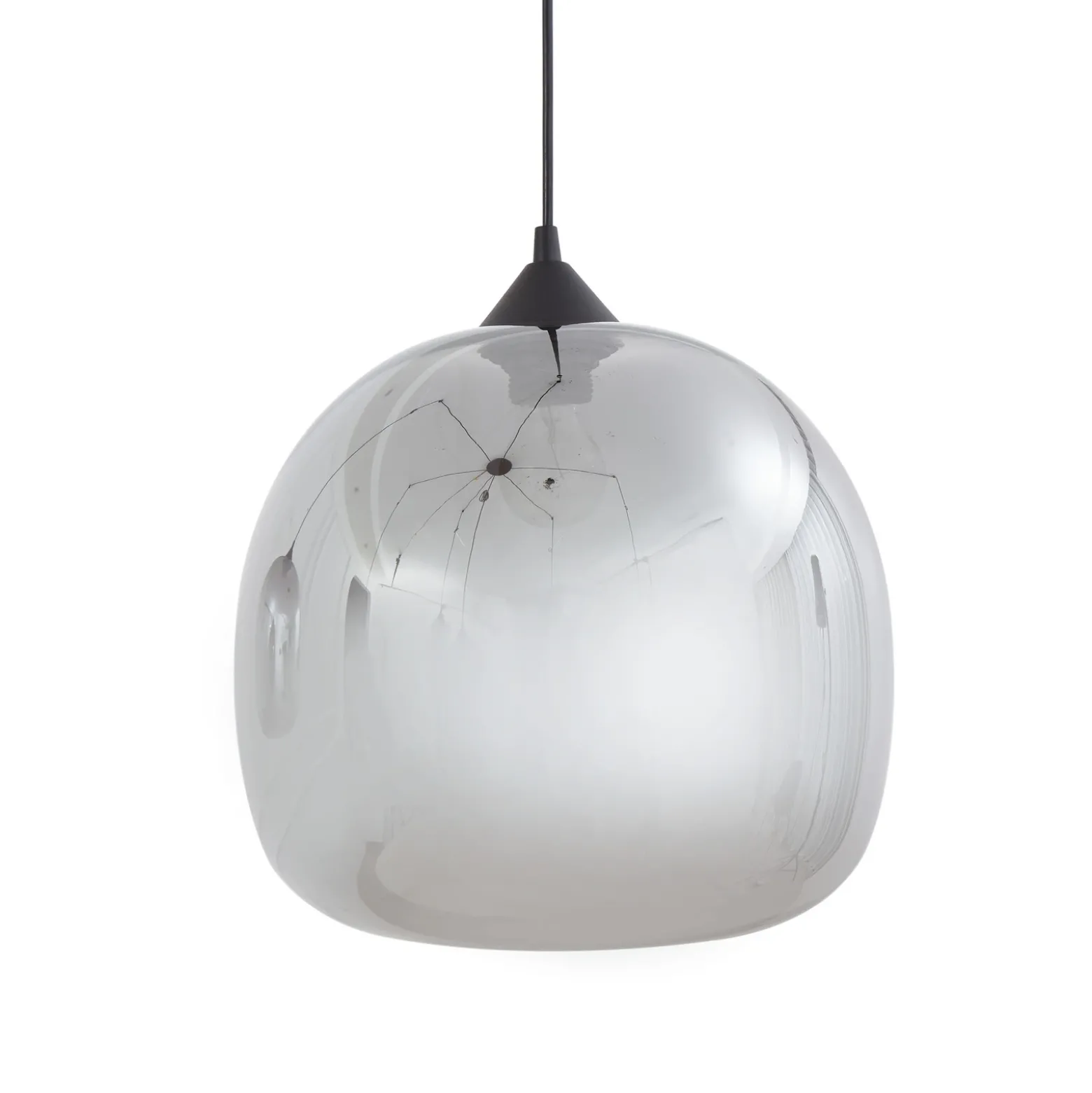 Lámpara colgante Lindby Marla, 7 luces, cristal, gris ahumado, 128cm