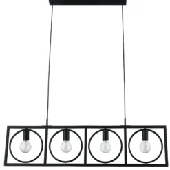 Lámpara colgante Lindby Mateja, negra, metal, 112 cm, 4 luces.