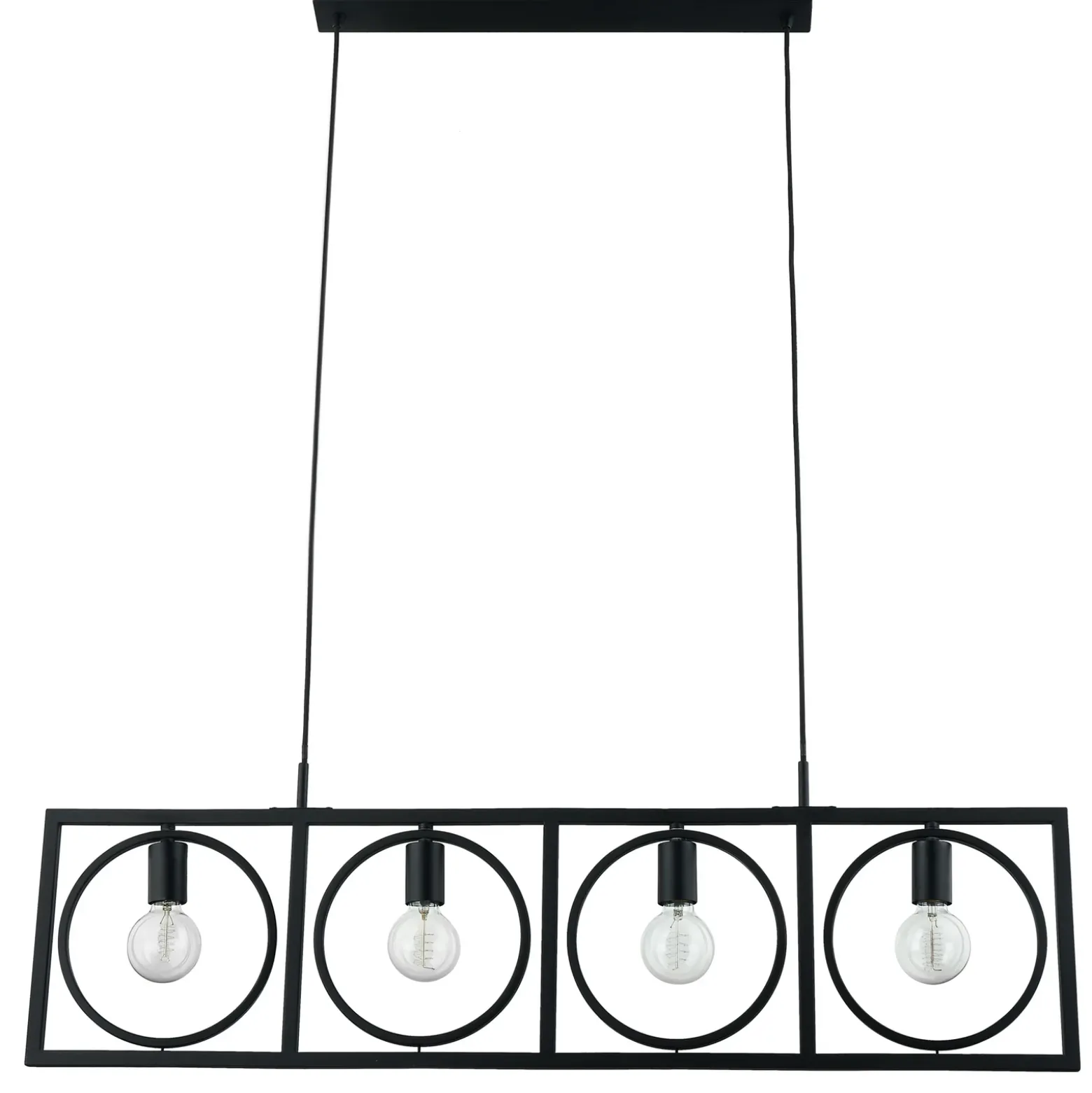 Lámpara colgante Lindby Mateja, negra, metal, 112 cm, 4 luces.