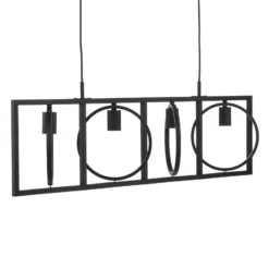 Lámpara colgante Lindby Mateja, negra, metal, 112 cm, 4 luces.
