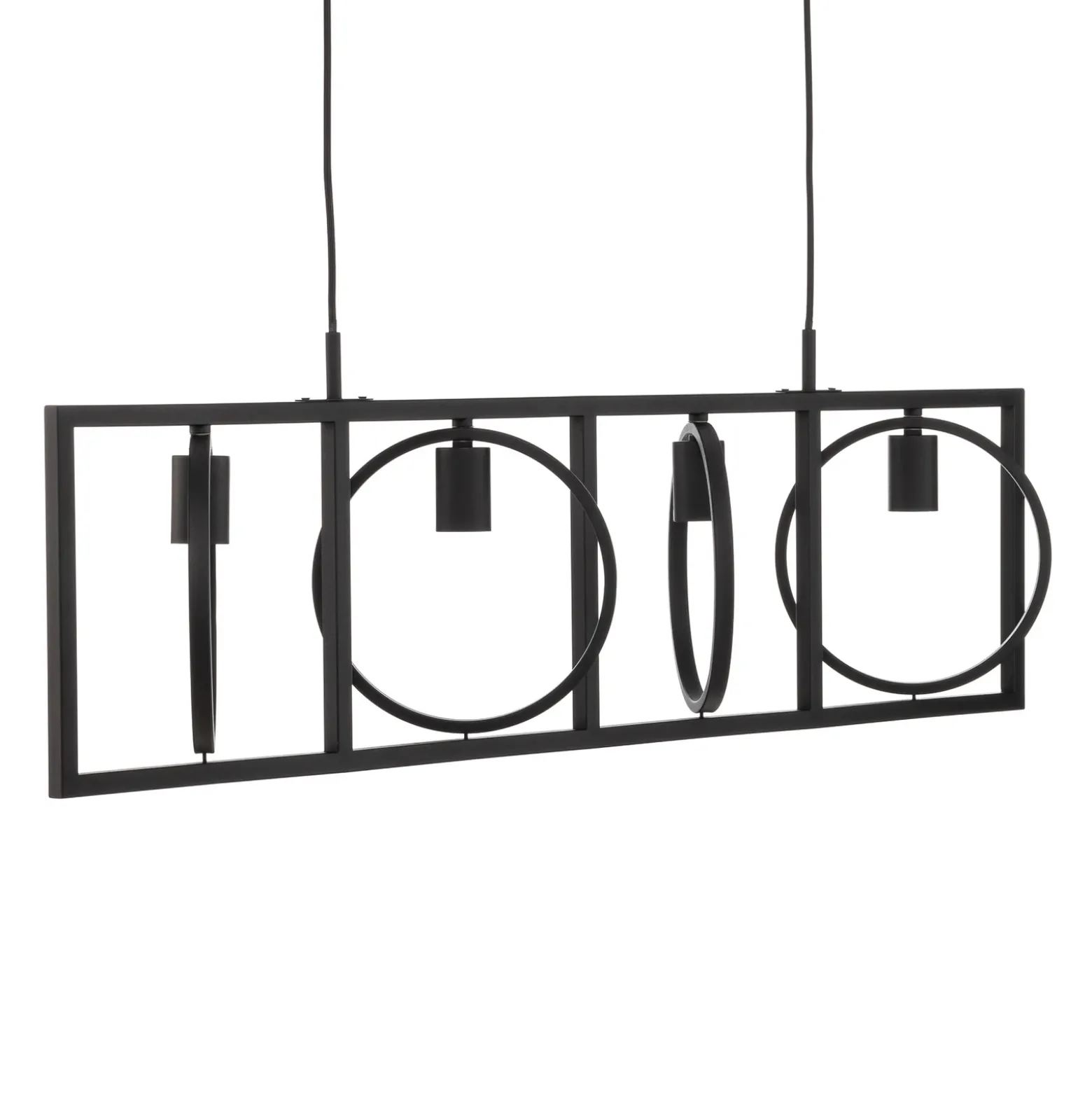 Lámpara colgante Lindby Mateja, negra, metal, 112 cm, 4 luces.