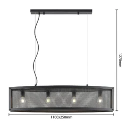Lámpara colgante Lindby Mizgin con rejilla de 4 luces
