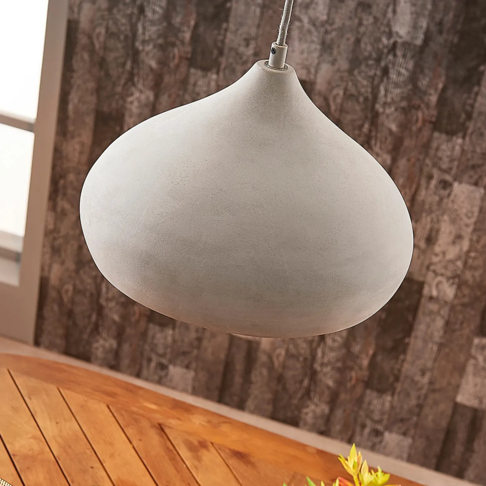 Lámpara colgante Lindby Morton, Ø 29 cm, gris, hormigón, E27
