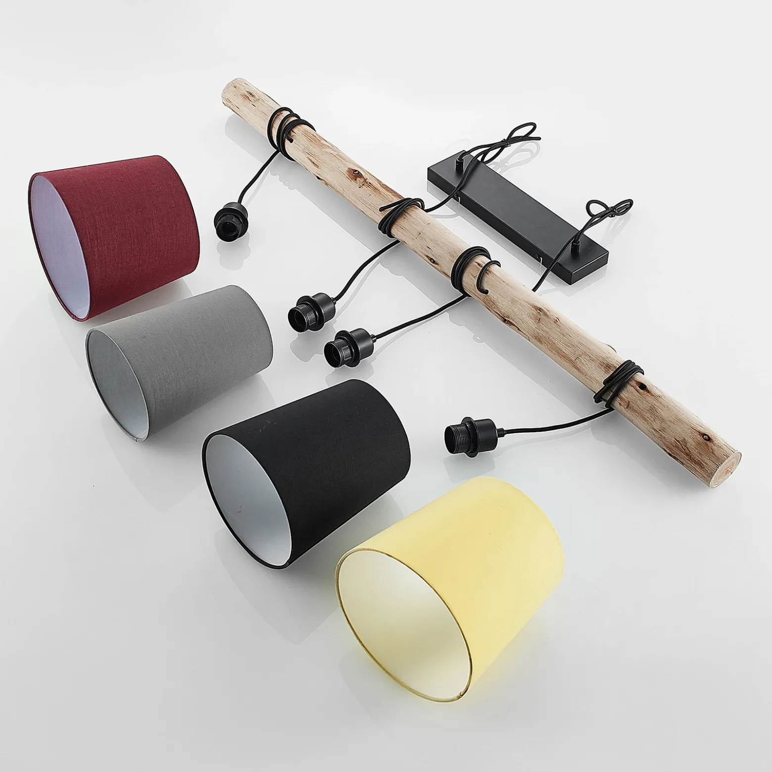 Lámpara colgante Lindby «Moscú», multicolor, tejido, madera, E27, 116 cm