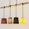 Lámpara colgante Lindby «Moscú», multicolor, tejido, madera, E27, 116 cm