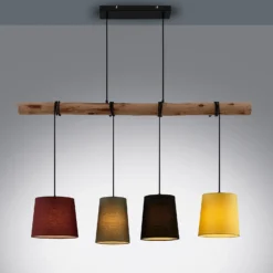 Lámpara colgante Lindby «Moscú», multicolor, tejido, madera, E27, 116 cm