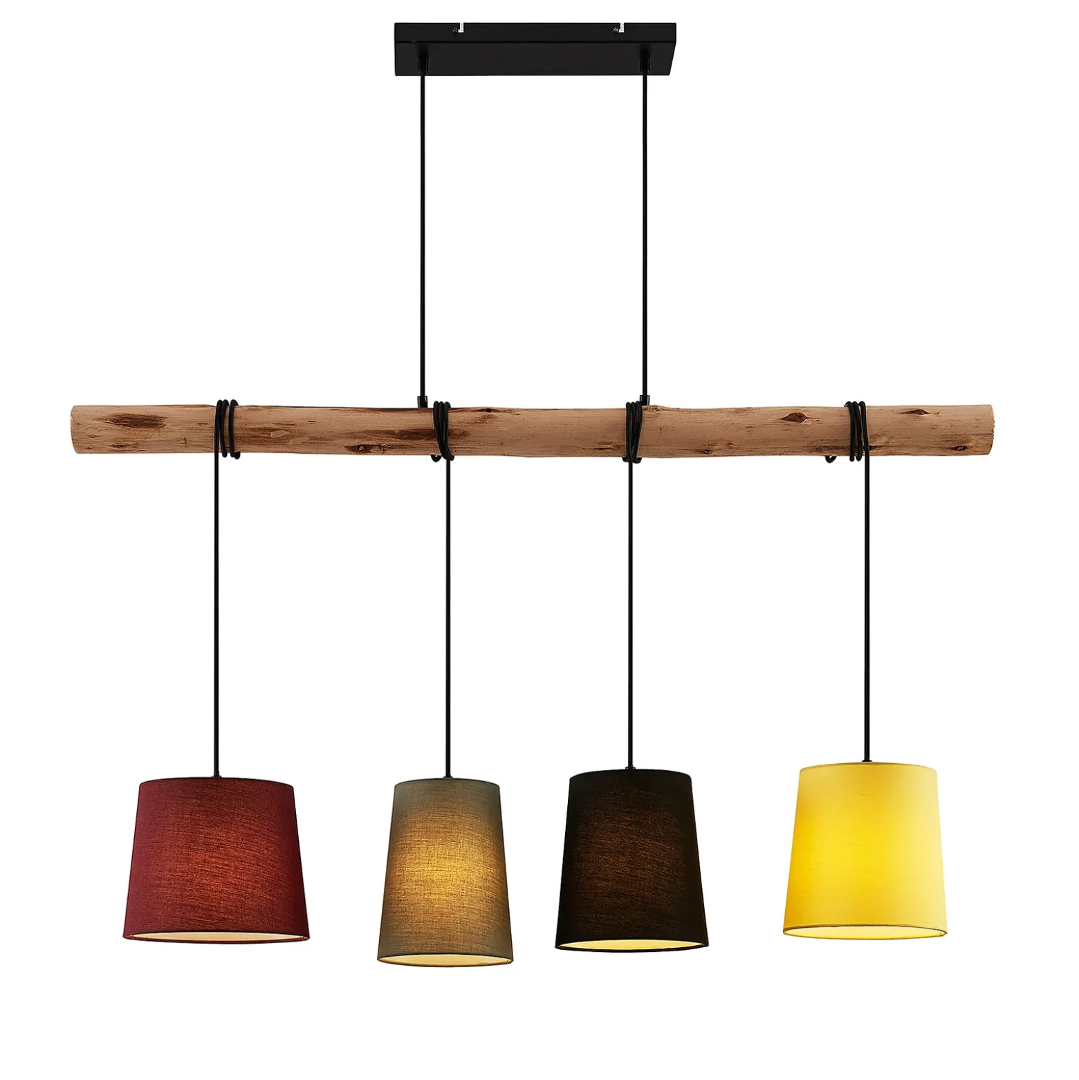 Lámpara colgante Lindby «Moscú», multicolor, tejido, madera, E27, 116 cm