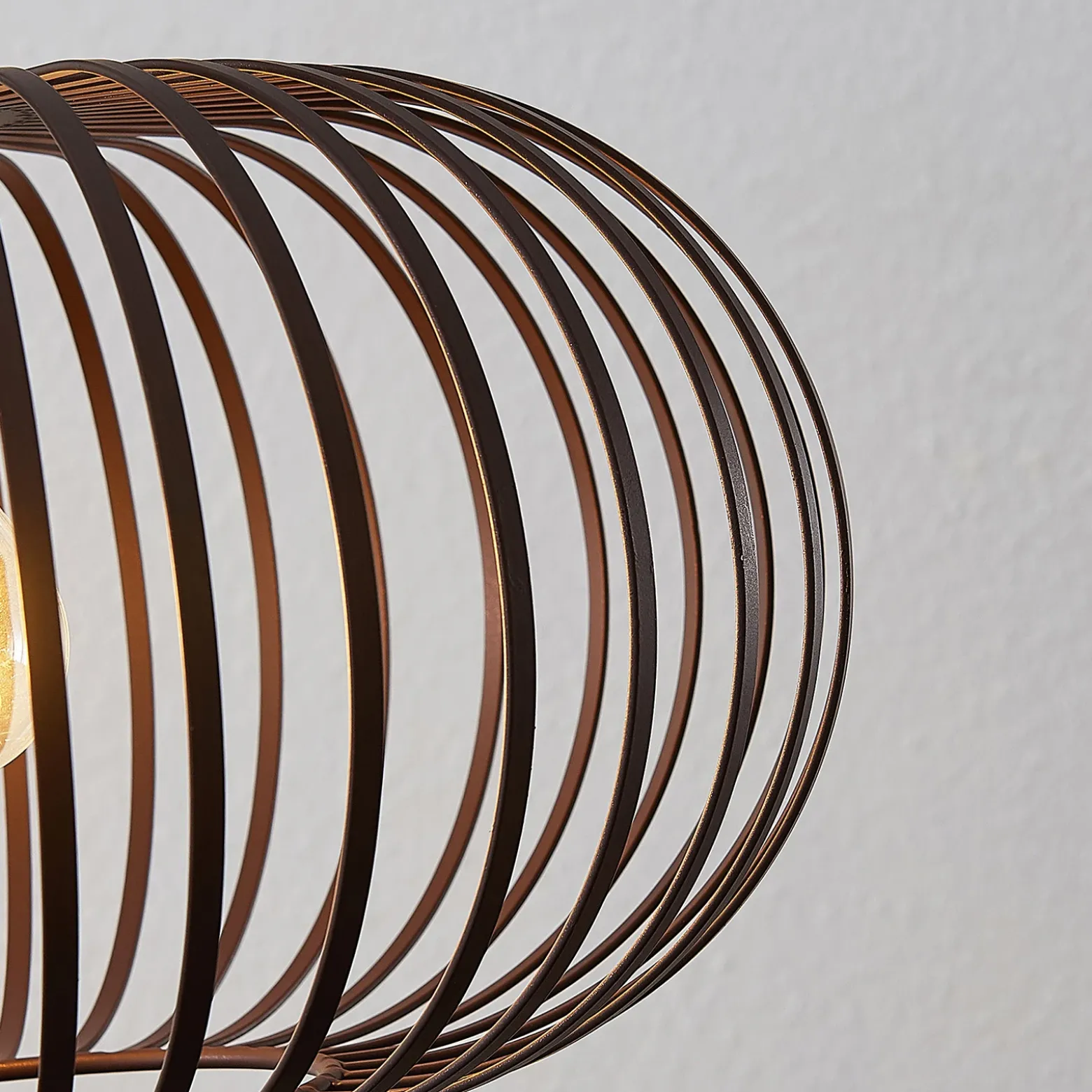 Lámpara colgante Lindby Nahele, marrón, metal, Ø 40 cm, E27