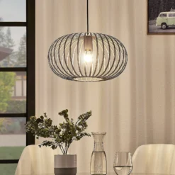 Lámpara colgante Lindby Nahele, marrón, metal, Ø 40 cm, E27