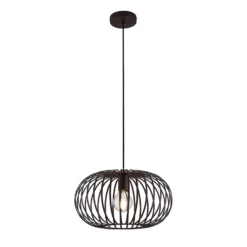 Lámpara colgante Lindby Nahele, marrón, metal, Ø 40 cm, E27