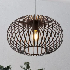 Lámpara colgante Lindby Nahele, marrón, metal, Ø 40 cm, E27