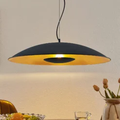 Lámpara colgante Lindby Narisara, Ø 80 cm, E27, negro-oro