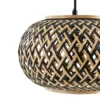 Lámpara colgante Lindby Nerys, 3 luces, negra, bambú, 1,120 cm