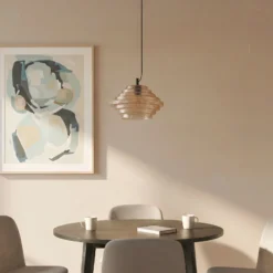 Lámpara colgante Lindby Orliana, Ø 35 cm, ámbar, cristal