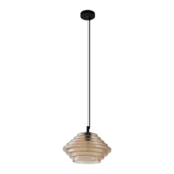 Lámpara colgante Lindby Orliana, Ø 35 cm, ámbar, cristal