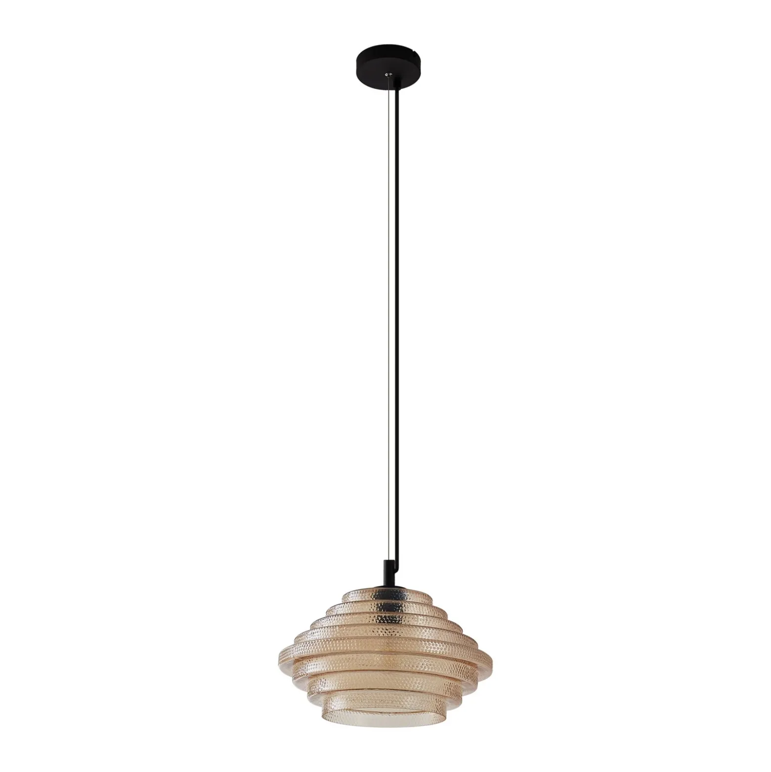 Lámpara colgante Lindby Orliana, Ø 35 cm, ámbar, cristal