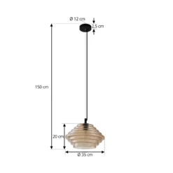 Lámpara colgante Lindby Orliana, Ø 35 cm, ámbar, cristal