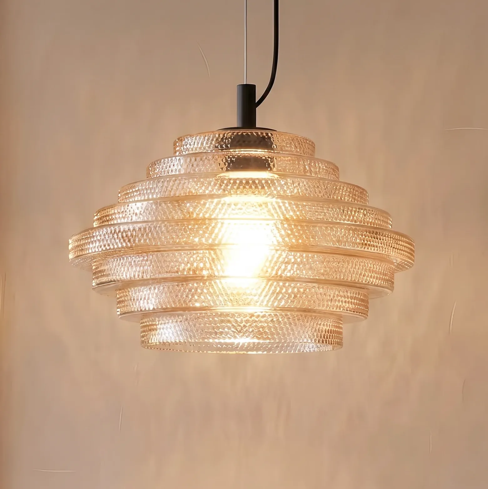 Lámpara colgante Lindby Orliana, Ø 35 cm, ámbar, cristal