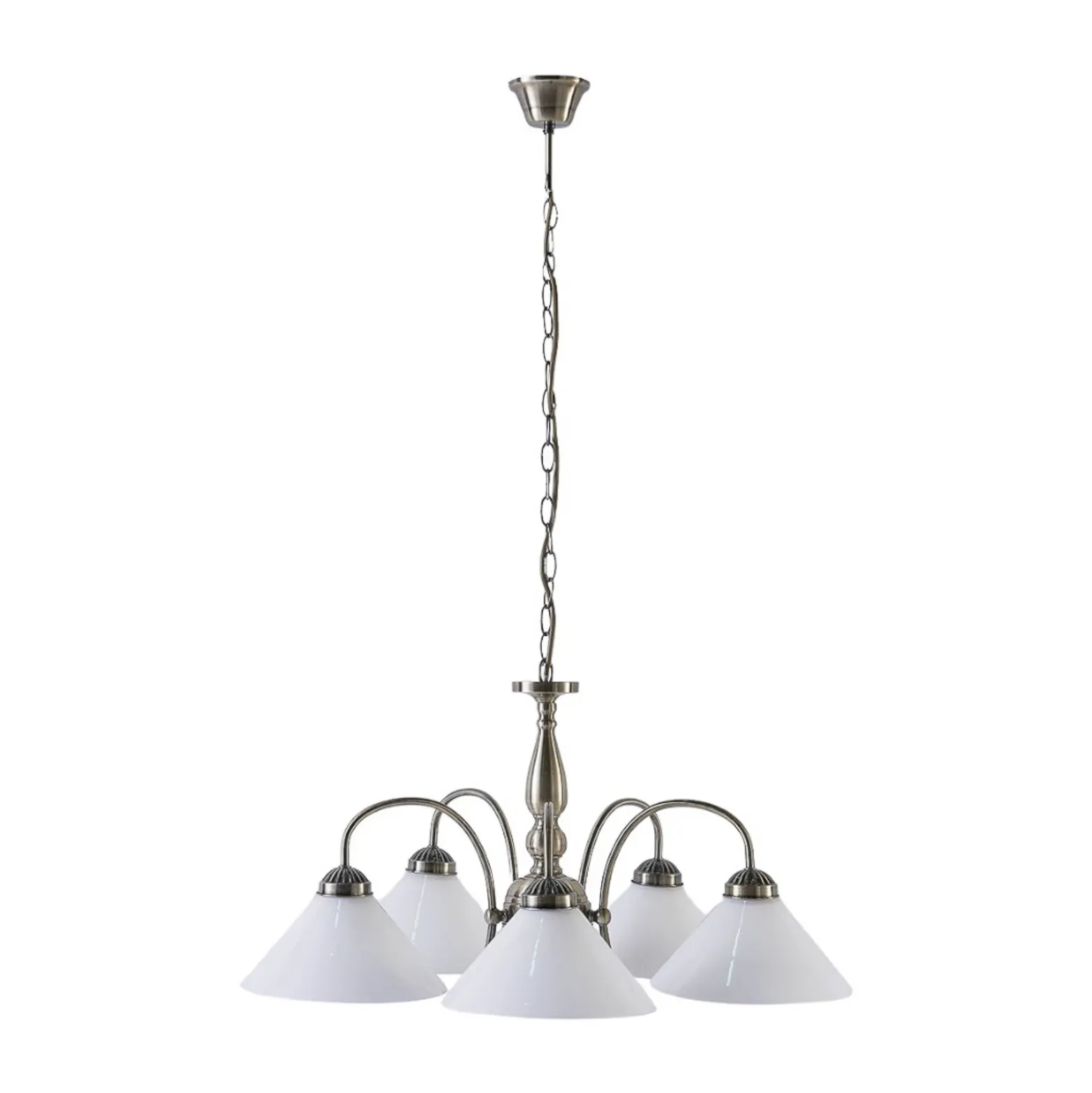 Lámpara colgante Lindby Otis, Ø 68 cm, 5 luces, blanca, cristal, E27