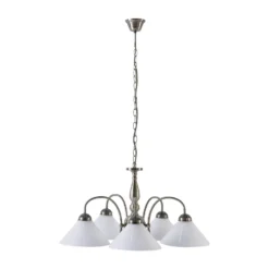 Lámpara colgante Lindby Otis, Ø 68 cm, 5 luces, blanca, cristal, E27