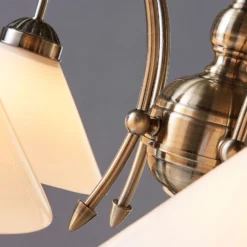 Lámpara colgante Lindby Otis, Ø 68 cm, 5 luces, blanca, cristal, E27