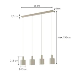 Lámpara colgante Lindby Ovelia, beige, 4 luces, metal, E27