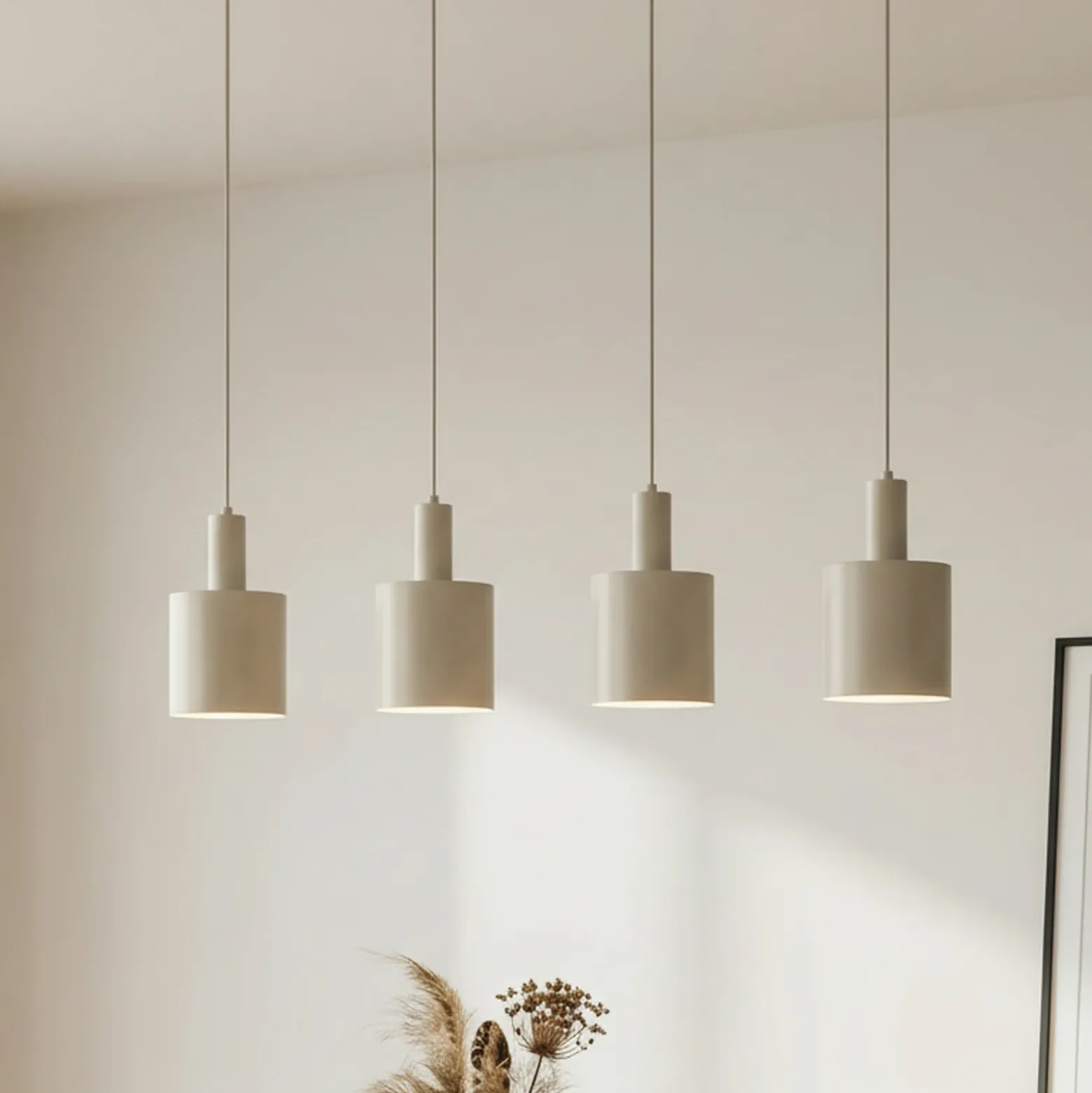 Lámpara colgante Lindby Ovelia, beige, 4 luces, metal, E27
