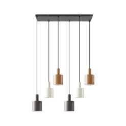 Lámpara colgante Lindby Ovelia, marrón/café/beige, 6 luces, E27