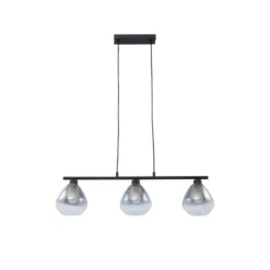 Lámpara colgante Lindby Pendgante, negra, cristal, longitud 75 cm
