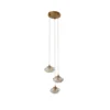 Lámpara colgante Lindby Piatra, Ø25cm, 3 luces, coñac/latón, cristal
