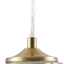 Lámpara colgante Lindby Piatra, ámbar/latón, cristal, Ø 16 cm, G9