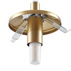 Lámpara colgante Lindby Piatra, ámbar/latón, cristal, Ø 16 cm, G9