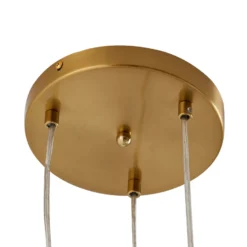 Lámpara colgante Lindby Piatra, Ø25cm, 3 luces, coñac/latón, cristal