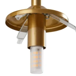 Lámpara colgante Lindby Piatra, Ø25cm, 3 luces, coñac/latón, cristal