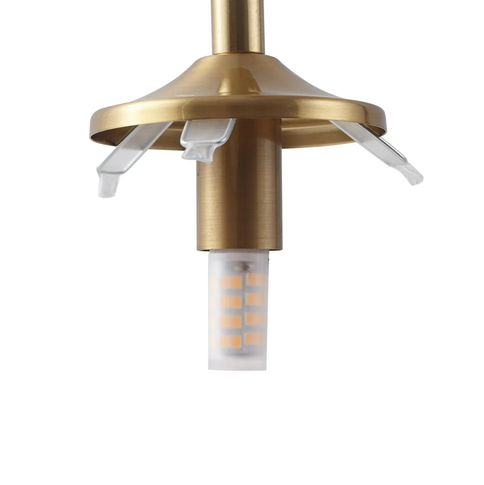Lámpara colgante Lindby Piatra, Ø45cm, 5 luces, coñac/latón, cristal