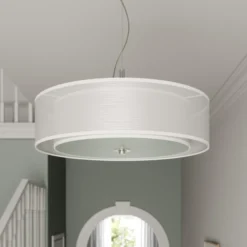Lámpara colgante Lindby Pikka, blanca, textil, Ø 50 cm, E27