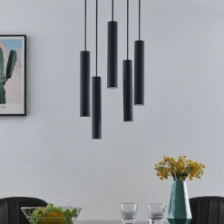 Lámpara colgante Lindby Sanad, Ø 40 cm, 5 luces, negro, GU10