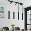 Lámpara colgante Lindby Sanad, 100 cm, 7 luces, negro, GU10
