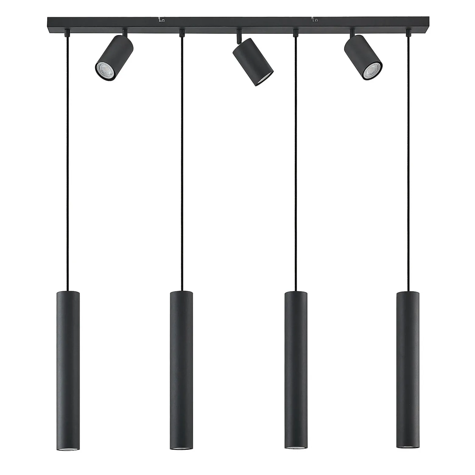 Lámpara colgante Lindby Sanad, 100 cm, 7 luces, negro, GU10