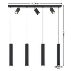 Lámpara colgante Lindby Sanad, 100 cm, 7 luces, negro, GU10
