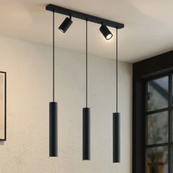 Lámpara colgante Lindby Sanad, 70 cm, 5 luces, negro, GU10