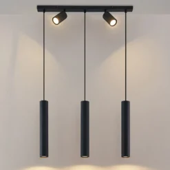 Lámpara colgante Lindby Sanad, 70 cm, 5 luces, negro, GU10