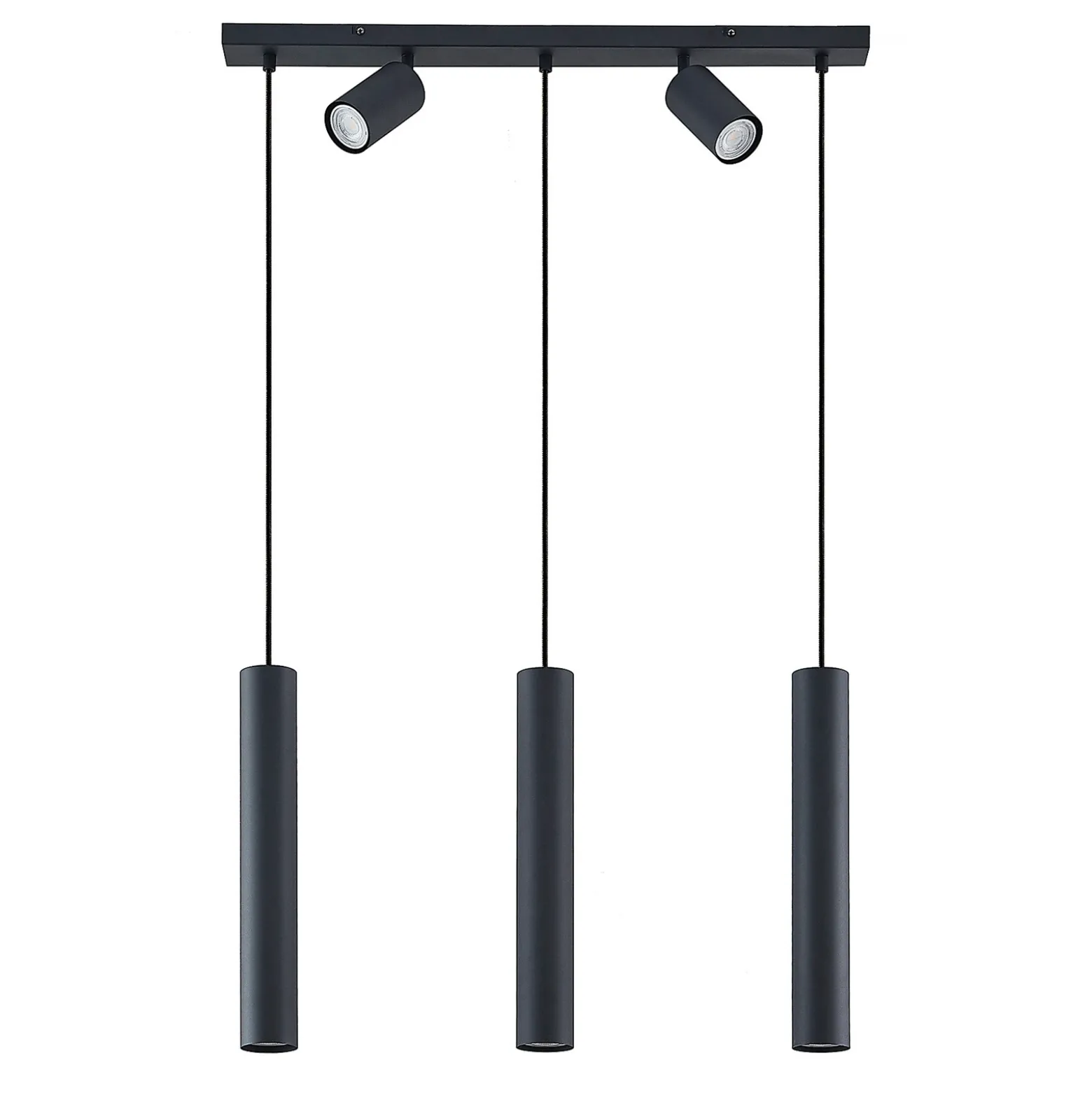 Lámpara colgante Lindby Sanad, 70 cm, 5 luces, negro, GU10