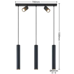 Lámpara colgante Lindby Sanad, 70 cm, 5 luces, negro, GU10
