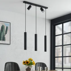 Lámpara colgante Lindby Sanad, 70 cm, 5 luces, negro, GU10
