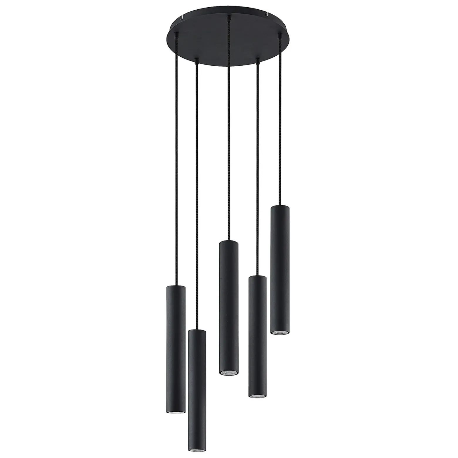 Lámpara colgante Lindby Sanad, Ø 40 cm, 5 luces, negro, GU10